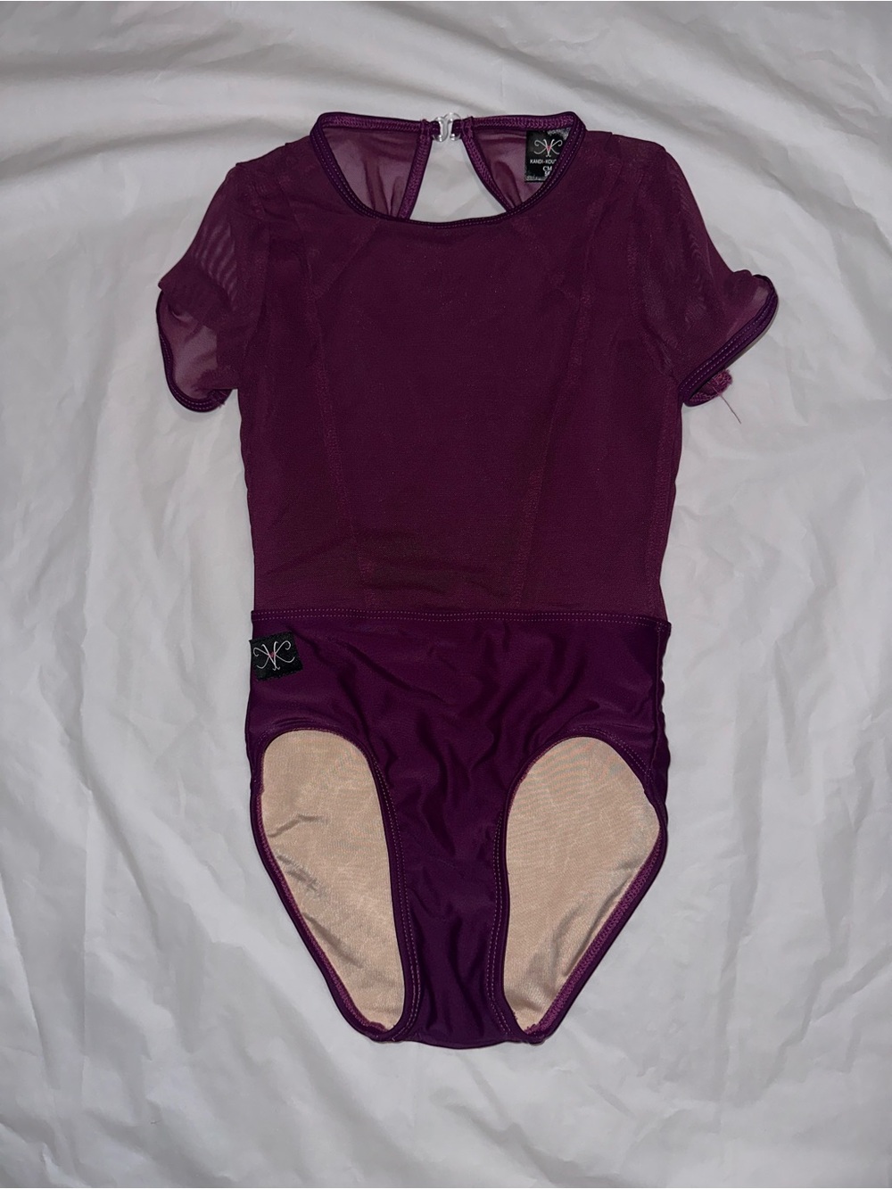 Kids Short Sleeve Dance Leotard in Deep Plum